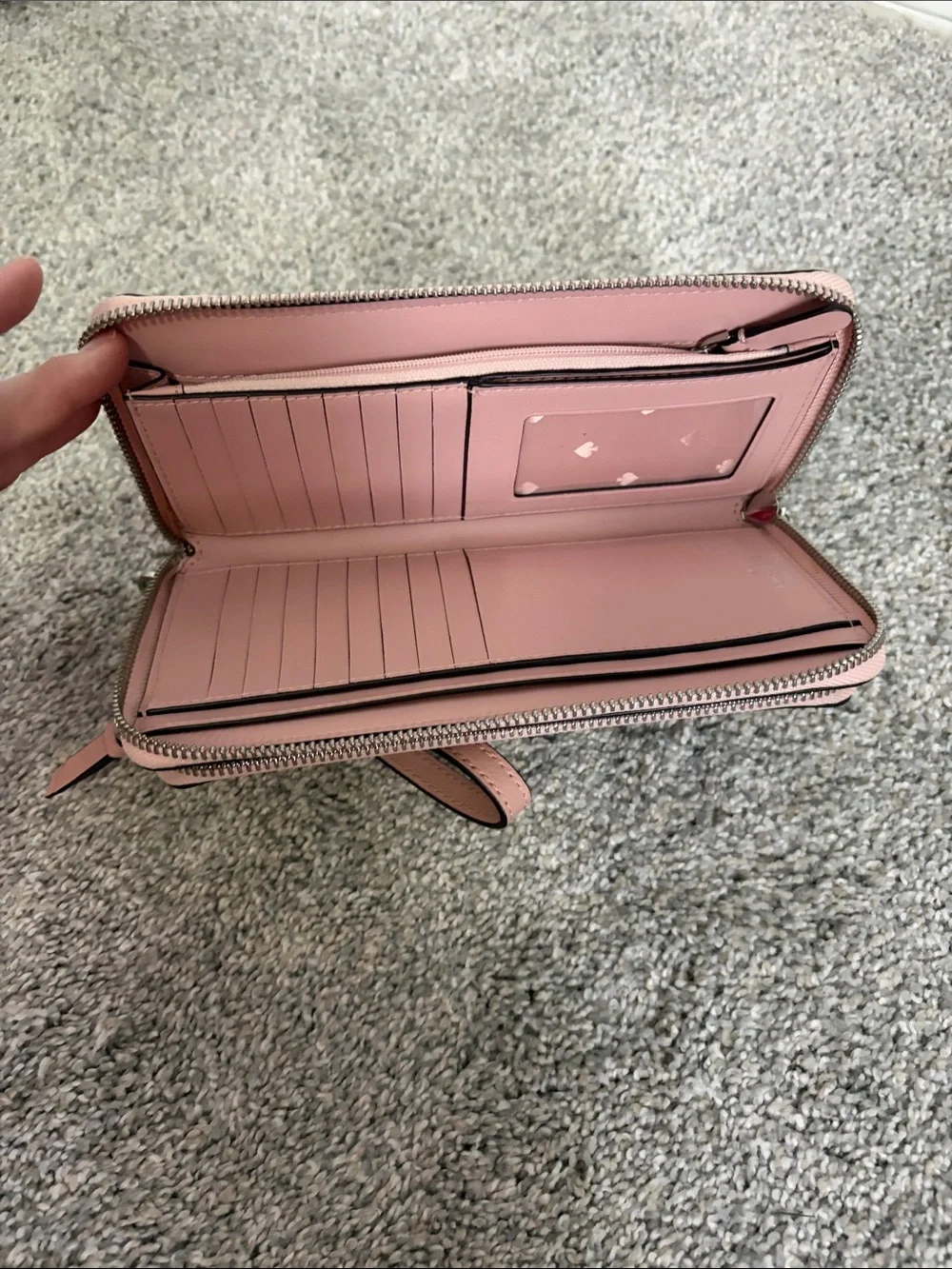 kate spade Pink and White Leather Wristlet Clutch